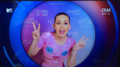 Katy Perry accepting her MTV European Music Awards from Australia