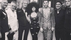 Lady Gaga backstage with Queen + Adam Lambert at Allphones Arena, Sydney 2014