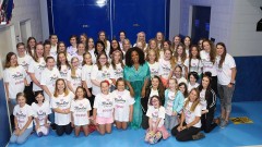 Oprah Winfrey with the young girls and their mentors from Girls Standing Strong - Perth Arena